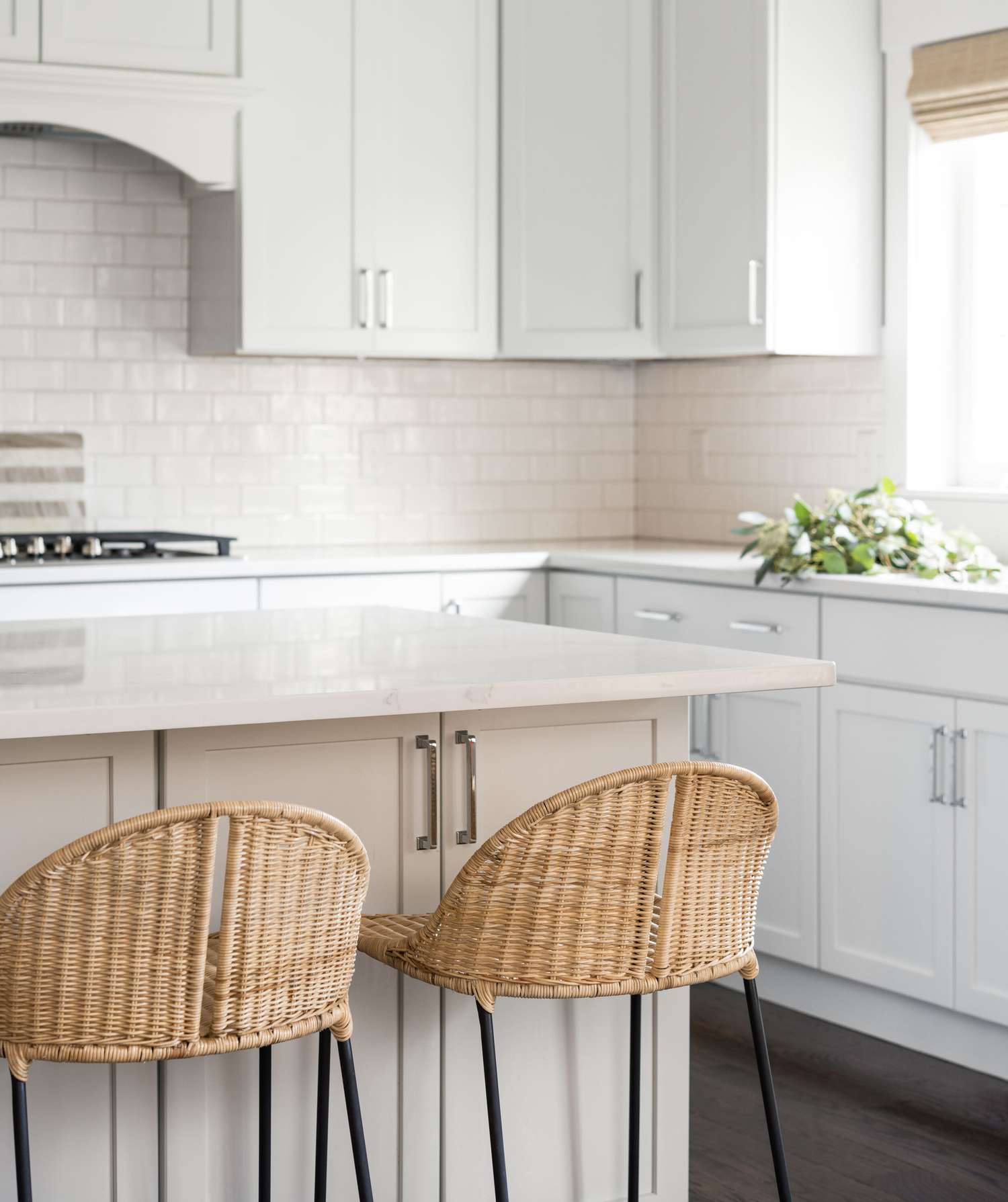 white ceramic tile paired with white grout