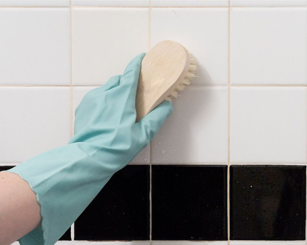 washing a shower wall