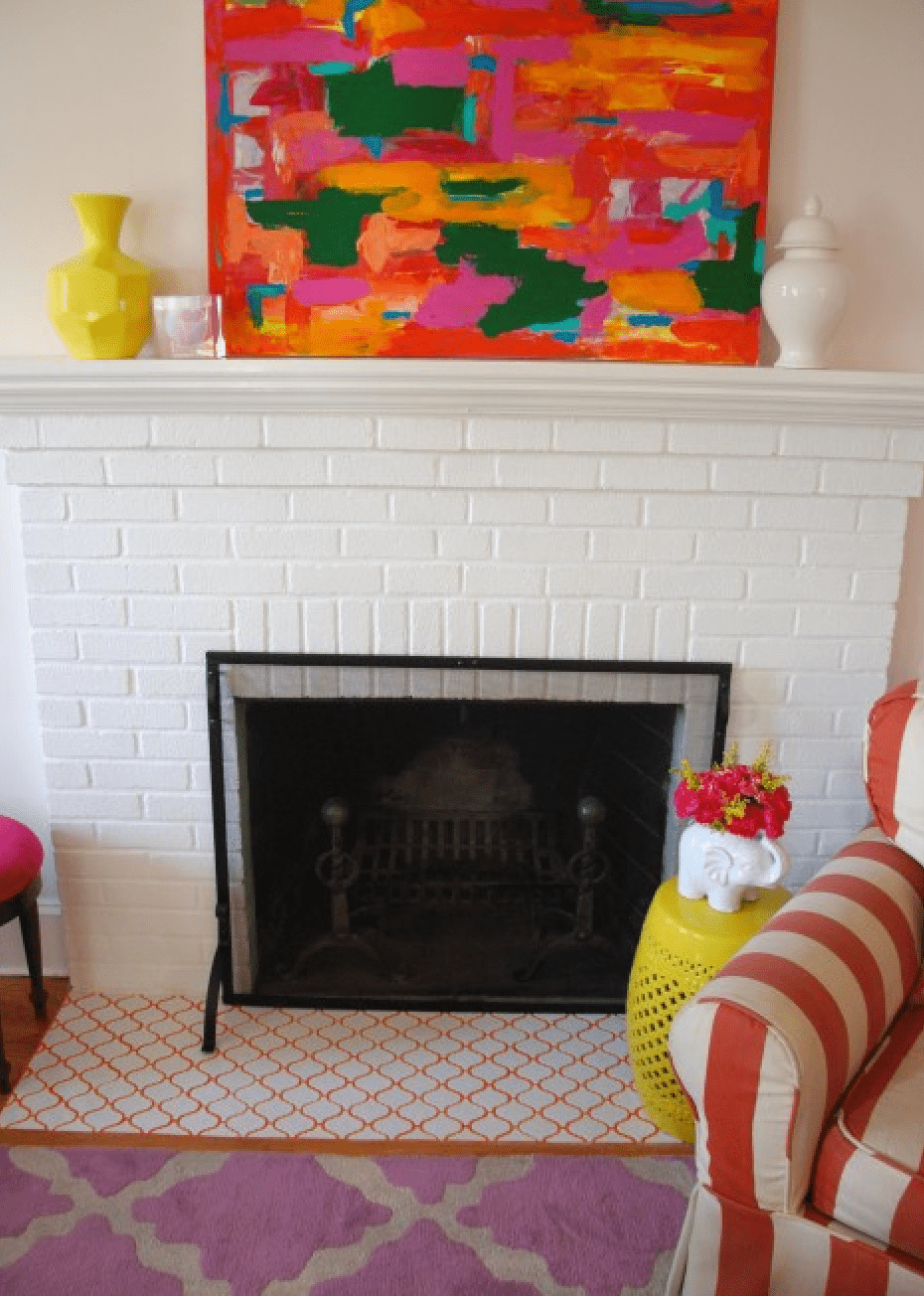 white ceramic tile featuring orange grout